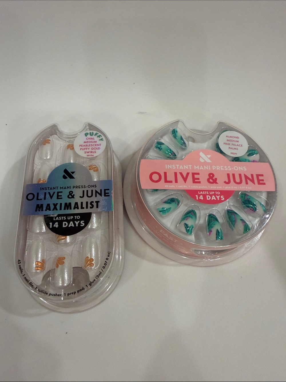2 packs- Green Marble and Gold Instant Mani Press-Ons - 14 Day Wear